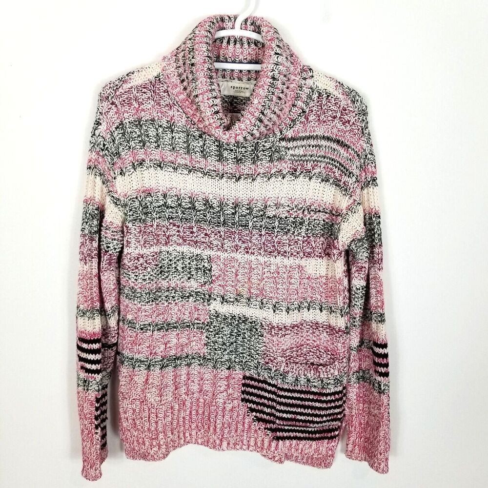 Anthropologie Women Sparrow Alma Wool Cashmere Sweater Size L Pink Turtleneck